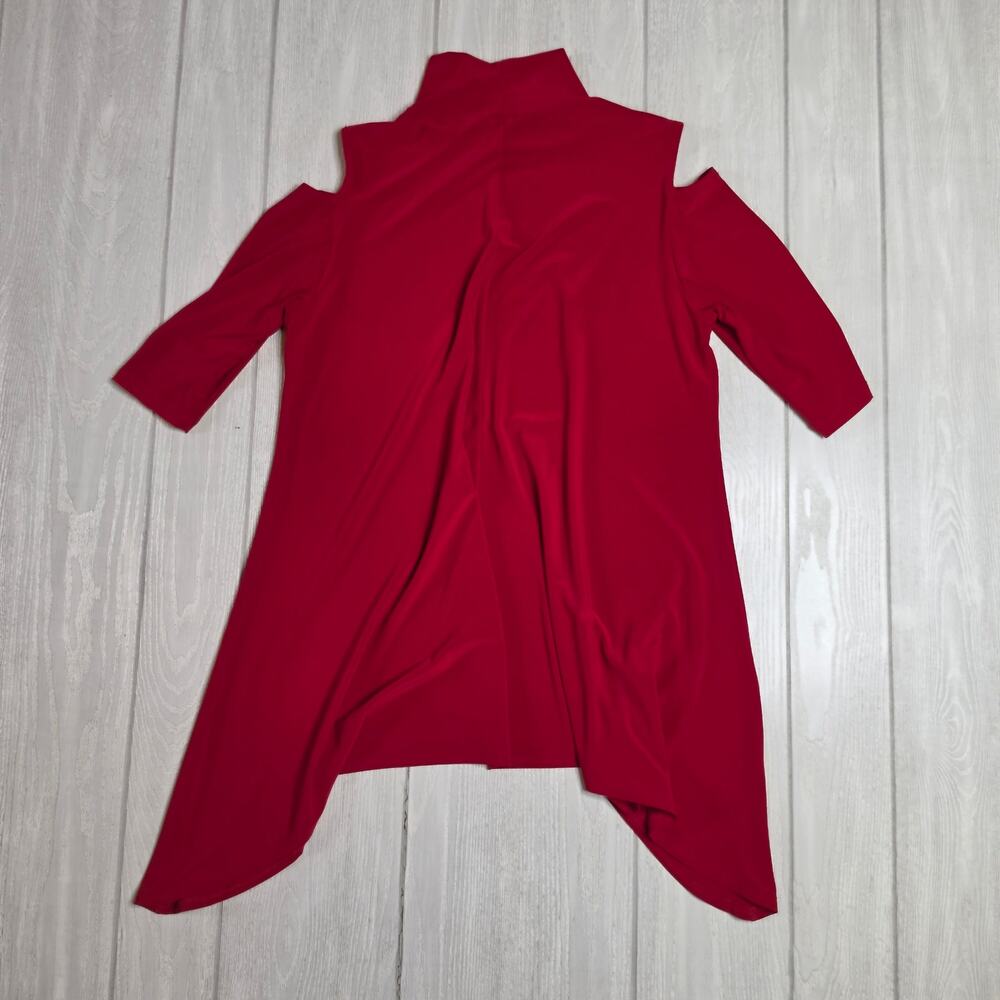 Clara Sun Woo Red Cold Shoulder Stretchy Tunic Top Size Medium - Picture 2 of 9